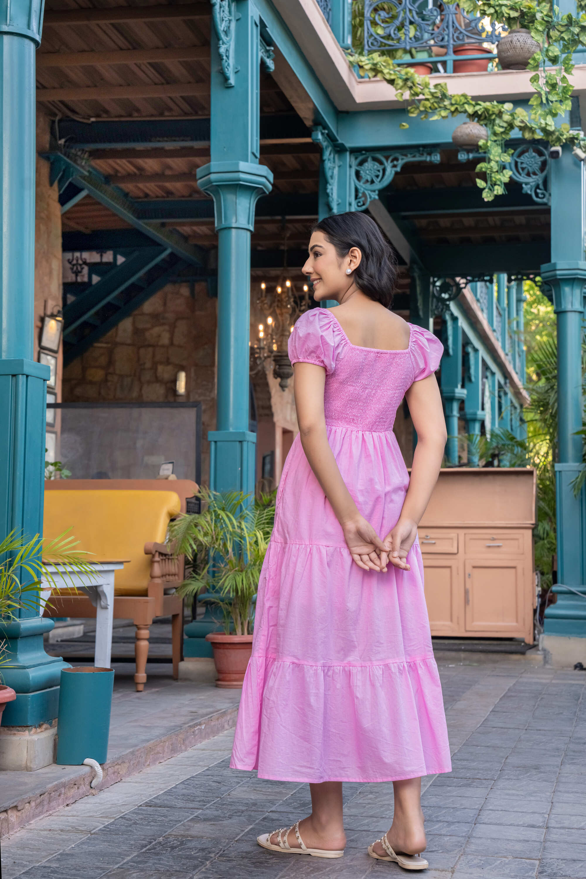 Pink Cotton Bustier Fit & Flare Dress for Women – Rang Kasturi Summer Collection