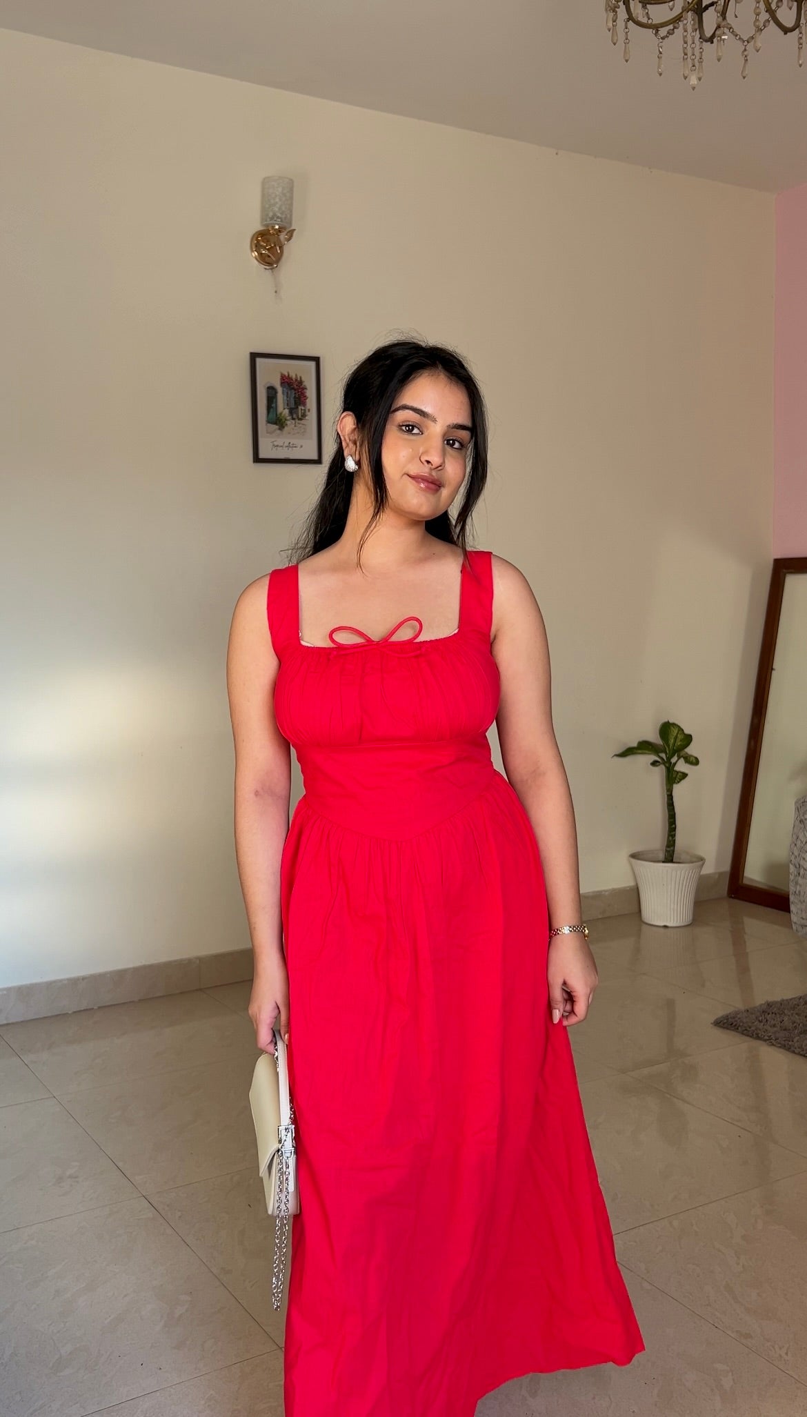 Red Cotton Bustier Midi Dress – Vacation & Brunch Ready