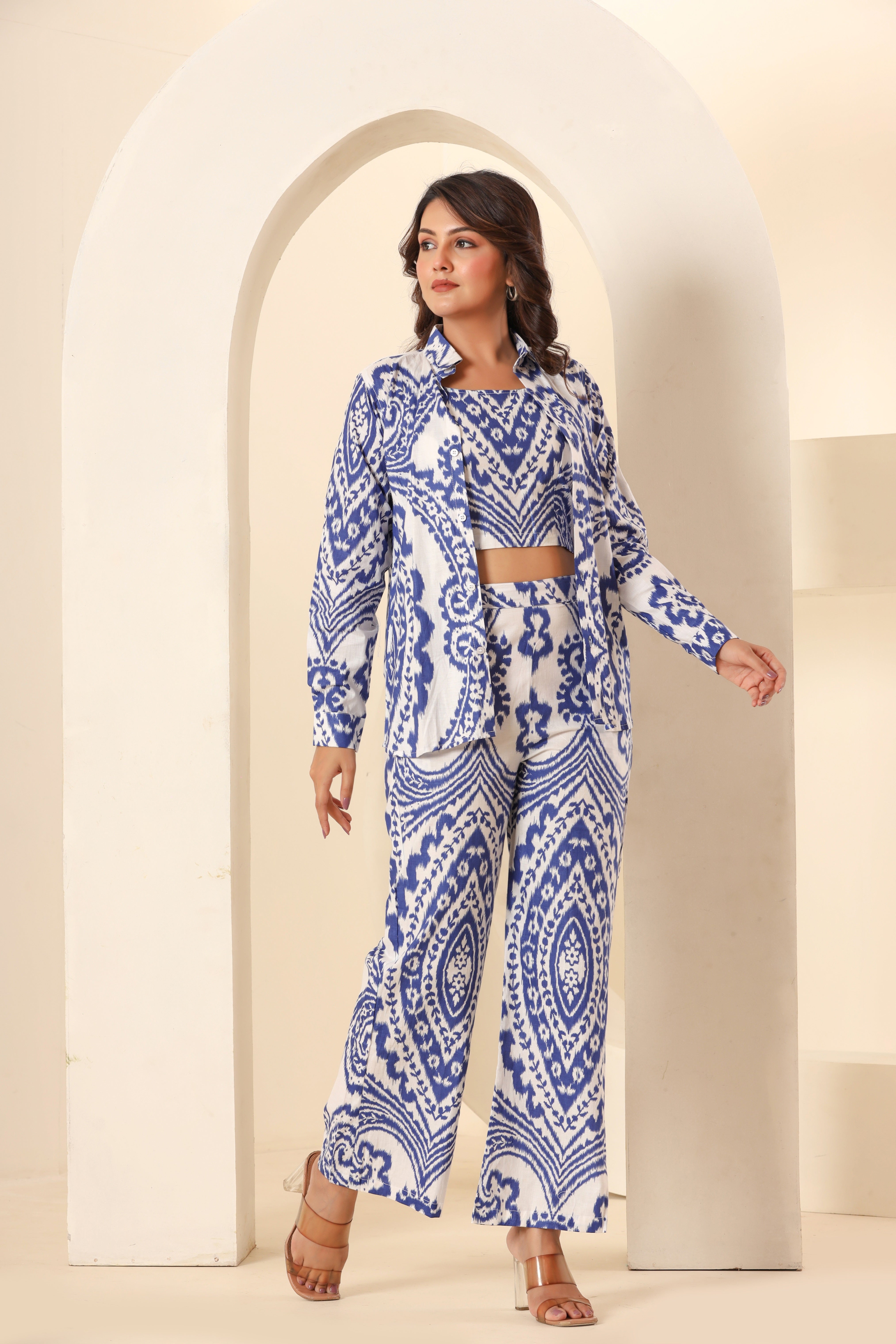 Stylish look of Indigo three piece co-ord set